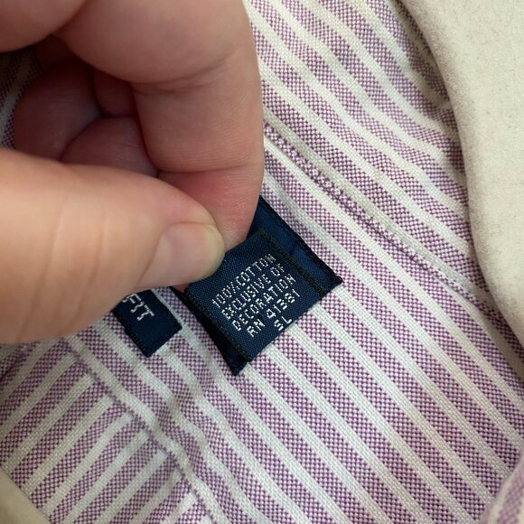Ralph Lauren Classic Fit Purple White Stripe Button Down Shirt 16 1/2 - Picture 5 of 6